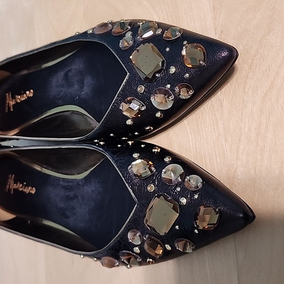 MARCIANO brown leather crystal decorated flat shoes - Picture 5 of 8